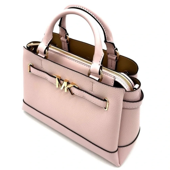 Michael Kors Reed Small Satchel Crossbody Bag & Large Trifold Wallet Light Pink - Picture 6 of 16
